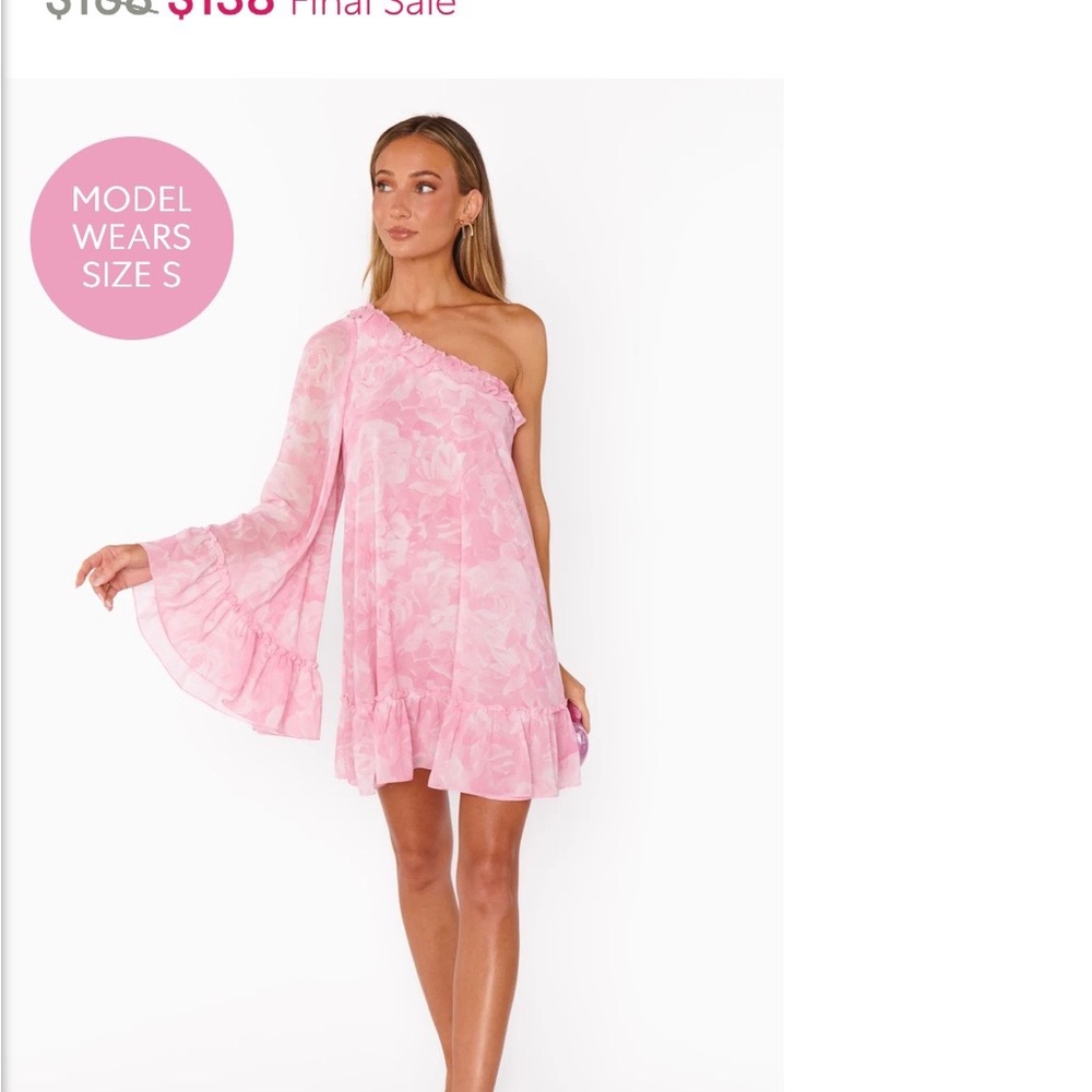 Show Me Your MuMu Pink Floral One-Shoulder Mini Dress